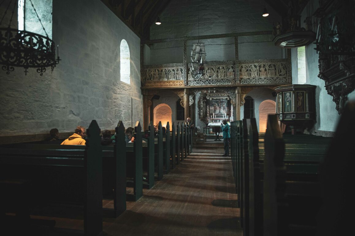 Inside of Kinn church. Photo