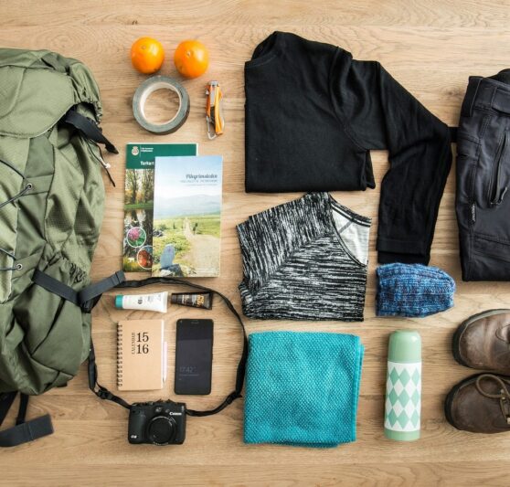 Backpack and other hiking gear. Photo